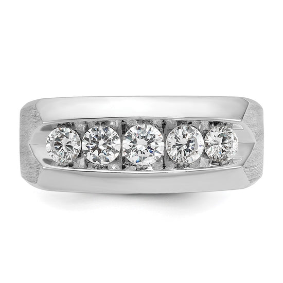14k White Gold IBGoodman Men's Polished & Satin 5-Stone Ring Mounting