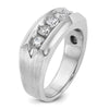 IBGoodman 14k White Gold Men's Polished and Satin 5-Stone 1 Carat AA Quality Diamond Ring