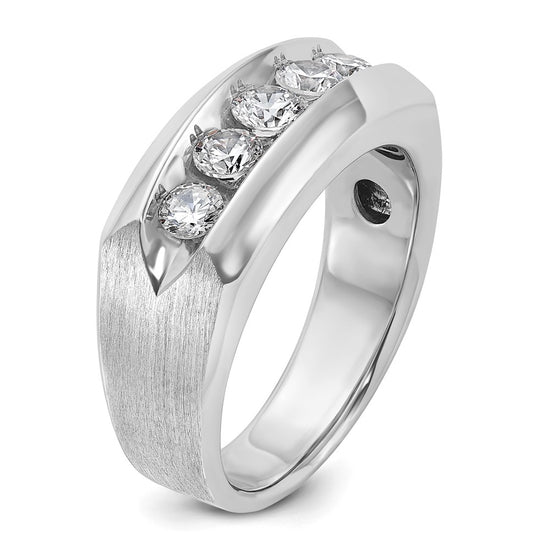 IBGoodman 14k White Gold Men's Polished and Satin 5-Stone 1 Carat AA Quality Diamond Ring