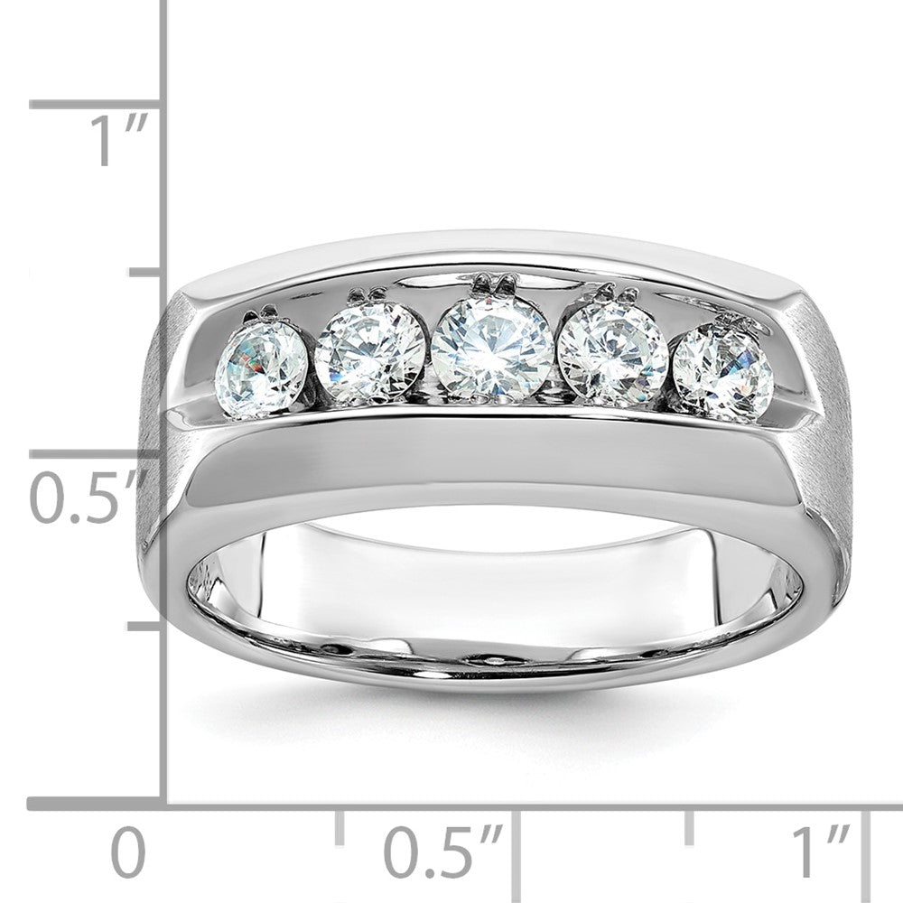IBGoodman 14k White Gold Men's Polished and Satin 5-Stone 1 Carat AA Quality Diamond Ring