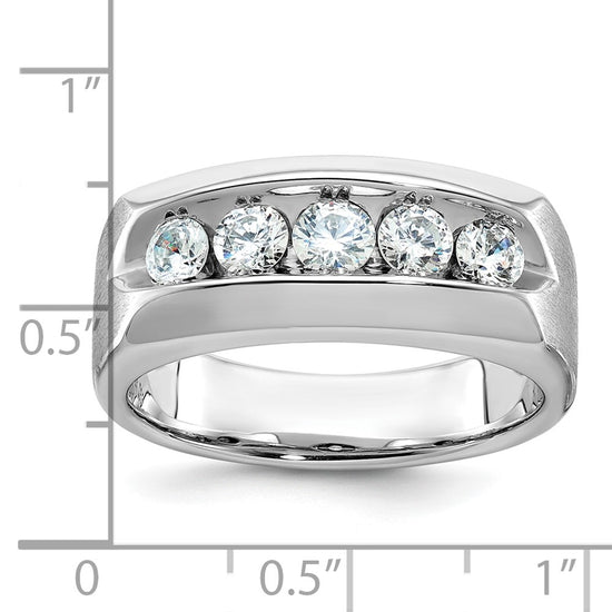 IBGoodman 14k White Gold Men's Polished and Satin 5-Stone 1 Carat AA Quality Diamond Ring