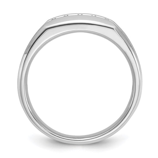 IBGoodman 14k White Gold Men's Polished and Satin 5-Stone 1/4 Carat AA Quality Diamond Ring