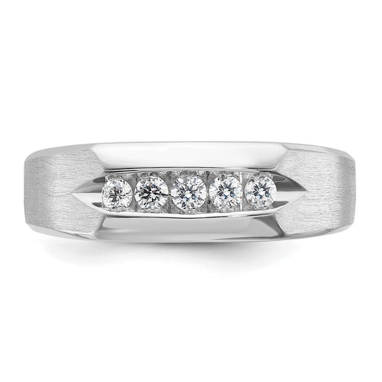 IBGoodman 14k White Gold Men's Polished and Satin 5-Stone 1/4 Carat AA Quality Diamond Ring