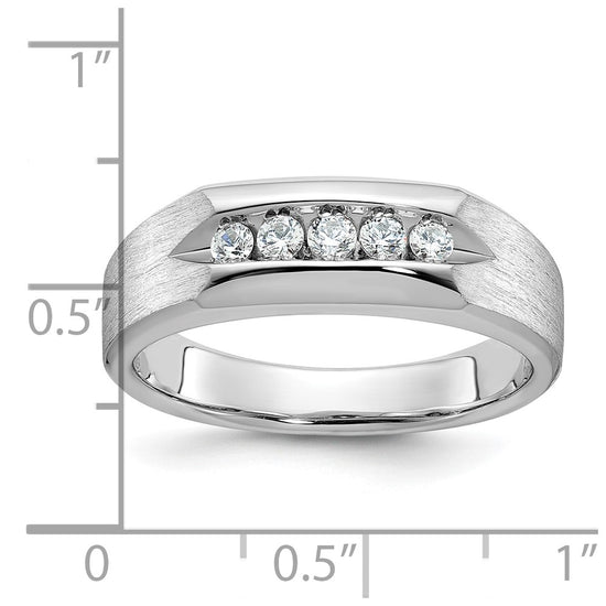 IBGoodman 14k White Gold Men's Polished and Satin 5-Stone 1/4 Carat AA Quality Diamond Ring