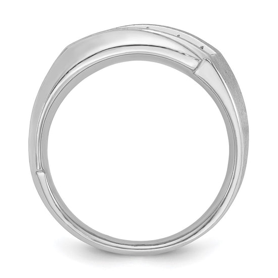 14k White Gold Men's Polished and Satin 5-Stone 1/2 Carat AA Quality Diamond Ring