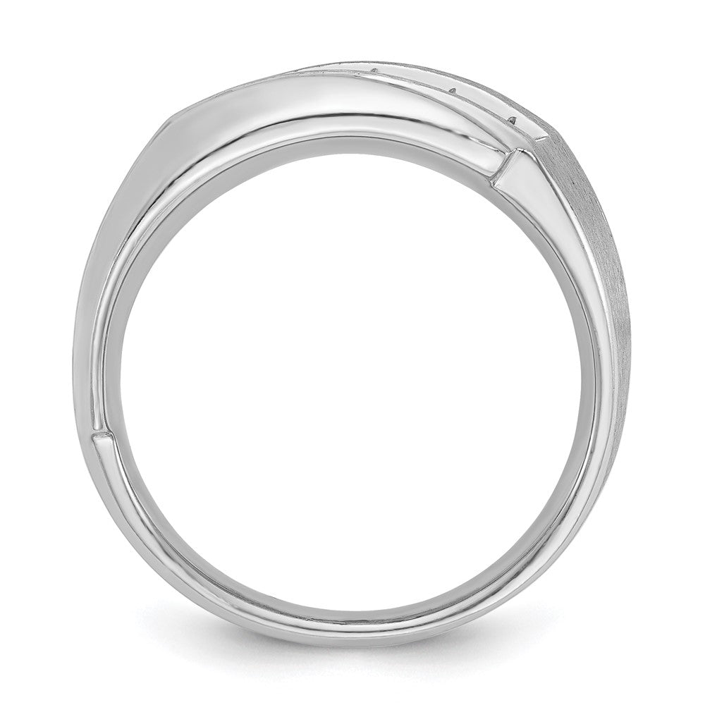 14k White Gold Men's Polished and Satin 5-Stone 1/2 Carat AA Quality Diamond Ring