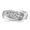 14k White Gold Men's Polished and Satin 5-Stone 1/2 Carat AA Quality Diamond Ring