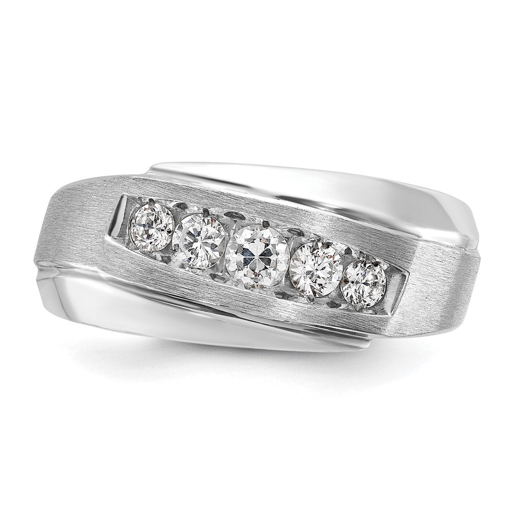 14k White Gold IBGoodman Men's Polished & Satin 5-Stone Ring Mounting