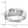 14k White Gold Men's Polished and Satin 5-Stone 1/2 Carat AA Quality Diamond Ring