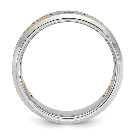 IBGoodman 14k Two-tone Men's Polished Satin and Cut-Out 3-Stone Ring Mounting