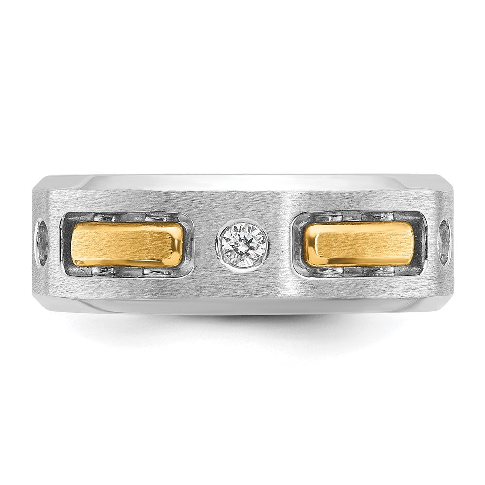 IBGoodman 14k Two-tone Men's Polished Satin and Cut-Out 3-Stone Ring Mounting