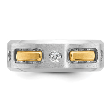 IBGoodman 14k Two-tone Men's Polished Satin and Cut-Out 3-Stone Ring Mounting
