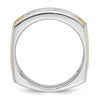 14k Two-tone Men's Polished Satin and Grooved 5-Stone 1/2 Carat AA Quality Diamond Square Ring