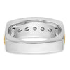 14k Two-tone Men's Polished Satin and Grooved 5-Stone 1/2 Carat AA Quality Diamond Square Ring