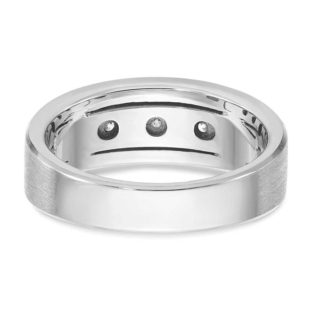 14k White Gold Men's Polished, Antiqued and Satin 1/6 carat Diamond Complete Ring