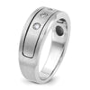 14k White Gold Men's Polished, Antiqued and Satin 1/6 carat Diamond Complete Ring