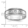 14k White Gold Men's Polished, Antiqued and Satin 1/6 carat Diamond Complete Ring