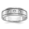 14k White Gold Men's Polished, Antiqued and Satin 1/6 carat Diamond Complete Ring