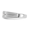 14k White Gold Men's Polished Satin and Grooved 1/4 Carat AA Quality Diamond 5-Stone Ring