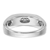 14k White Gold Men's Polished Satin and Grooved 1/4 Carat AA Quality Diamond 5-Stone Ring