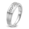 14k White Gold Men's Polished Satin and Grooved 1/4 Carat AA Quality Diamond 5-Stone Ring