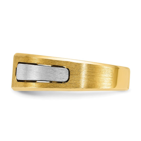 14k Two-tone IBGoodman Men's Polished and Satin 1/10 carat Diamond Complete Ring