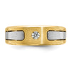 14k Two-tone IBGoodman Men's Polished and Satin 1/10 carat Diamond Complete Ring