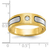 14k Two-tone IBGoodman Men's Polished and Satin 1/10 carat Diamond Complete Ring