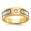 14k Two-tone Mens Polished and Satin 1/10 carat Diamond Complete Ring