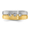 14k Two-tone Men's Polished and Satin 1/4 carat Diamond Complete Ring