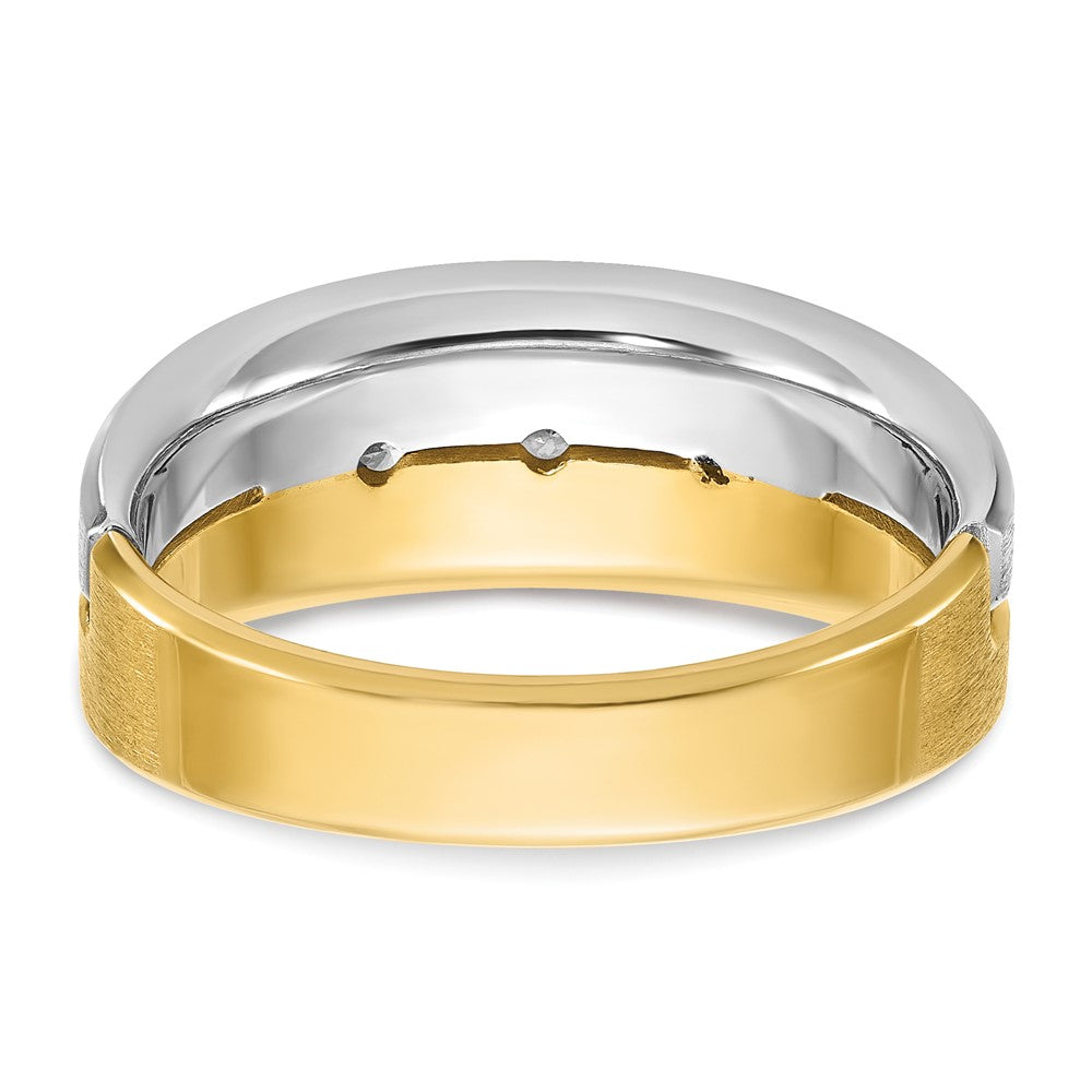 14k Two-tone Men's Polished and Satin 1/4 carat Diamond Complete Ring