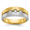 14k Two-tone Men's Polished and Satin 1/4 carat Diamond Complete Ring