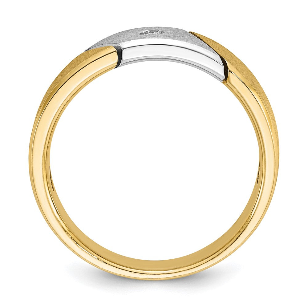 14k Two-tone Men's Polished and Satin 1/20 carat Diamond Complete Ring