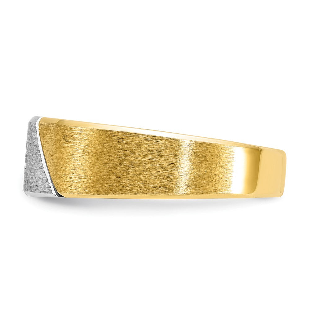 14k Two-tone Men's Polished and Satin 1/20 carat Diamond Complete Ring