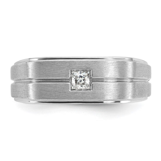 14k White Gold IBGoodman Men's Polished and Satin Diamond Ring Mounting