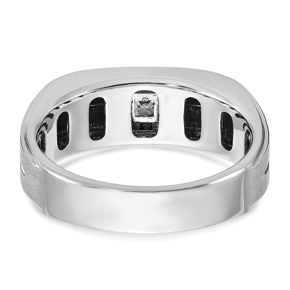 14k White Gold IBGoodman Men's Polished and Satin 1/6 carat Diamond Complete Ring