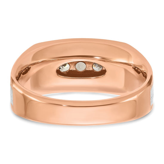 IBGoodman 14k White and Rose Gold Men's Polished Satin and Grooved 5-Stone Ring Mounting