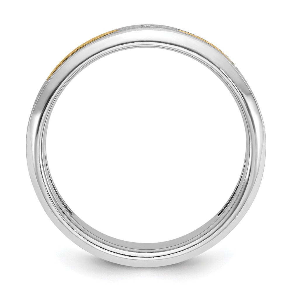 14k Two-tone Men's Polished and Satin Diamond Complete Ring