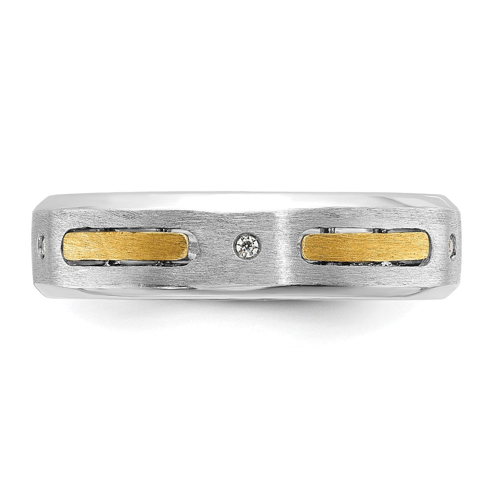14k Two-tone Men's Polished and Satin Diamond Complete Ring