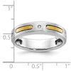 14k Two-tone Men's Polished and Satin Diamond Complete Ring