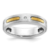 14k Two-tone Men's Polished and Satin Diamond Complete Ring
