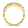 14k Two-tone Men's Polished Satin and Grooved 7-Stone 3/4 Carat AA Quality Diamond Ring