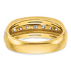 14k Two-tone Men's Polished Satin and Grooved 7-Stone 3/4 Carat AA Quality Diamond Ring