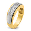 14k Two-tone Men's Polished Satin and Grooved 7-Stone 3/4 Carat AA Quality Diamond Ring