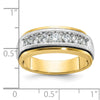 14k Two-tone Men's Polished Satin and Grooved 7-Stone 3/4 Carat AA Quality Diamond Ring