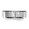14k White Gold Men's Polished Antiqued and Satin 1/10 Carat AA Quality Diamond Ring