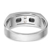14k White Gold Men's Polished Antiqued and Satin 1/10 Carat AA Quality Diamond Ring