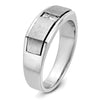 14k White Gold Men's Polished Antiqued and Satin 1/10 Carat AA Quality Diamond Ring