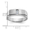 14k White Gold Men's Polished Antiqued and Satin 1/10 Carat AA Quality Diamond Ring