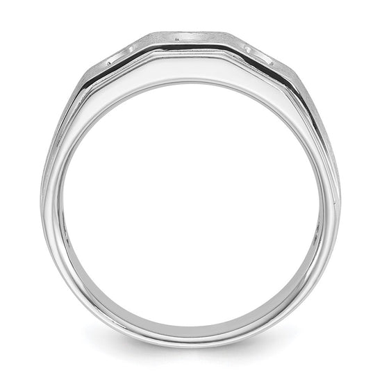 14k White Gold Men's Polished and Satin 3/8 carat Diamond Complete Ring
